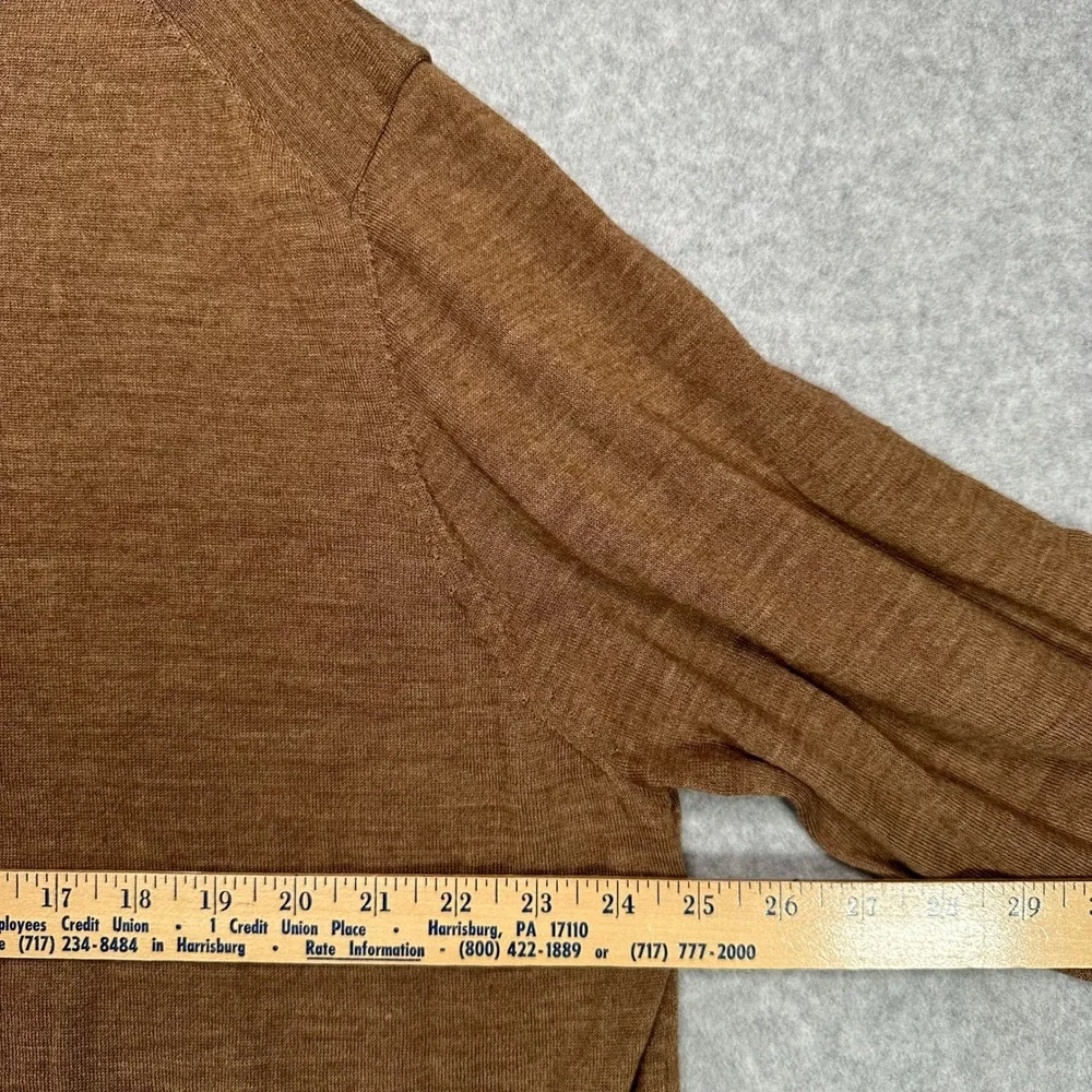 Thomas Dean Mens‎ Brown 1/4 Zip Sweater ExtraFine Merino Wool Acrylic Blend XXL